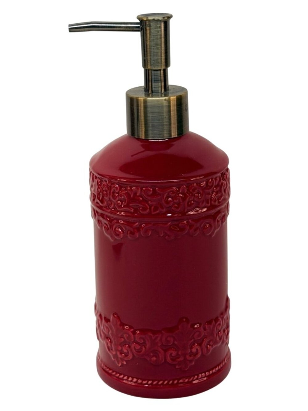 Drake Design Tuscan Scroll Fleur De Lis Red Burgundy 3552 Soap Dispenser